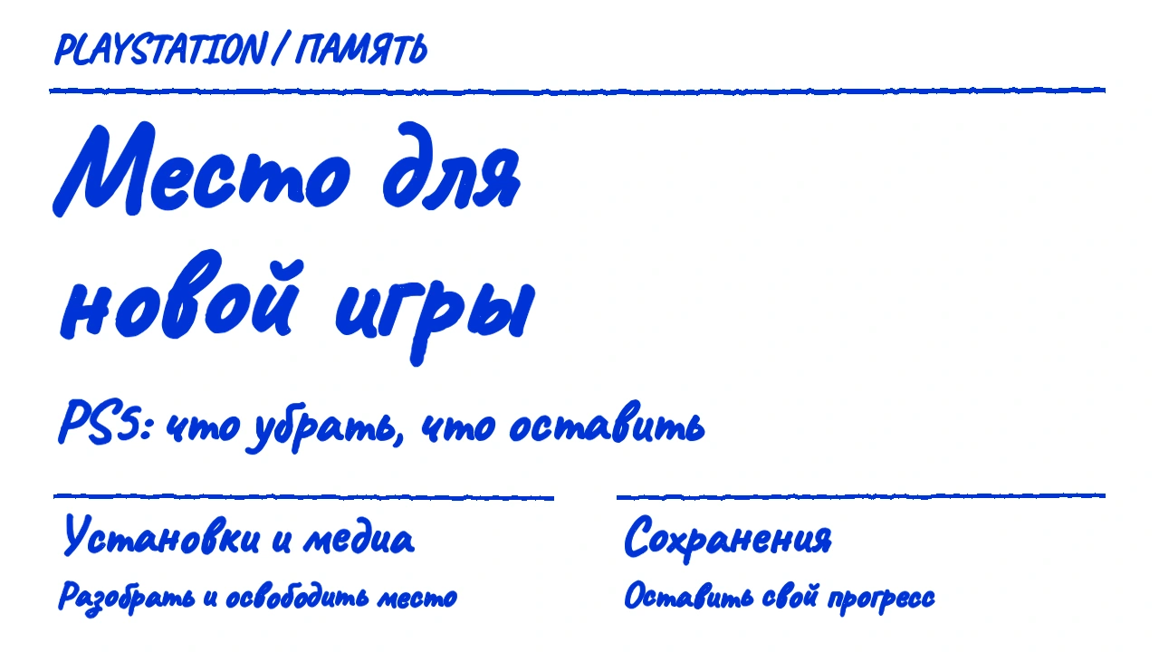 Место для новой игры на PS5: уберите ненужные установки и медиа, не удаляя сохранения.